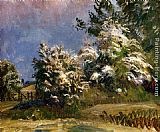 Sir Alfred James Munnings Canvas Paintings - May Blossoms, Stoke-By-Nayland